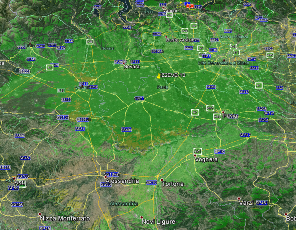 Copertura APRS di IZ2EVE